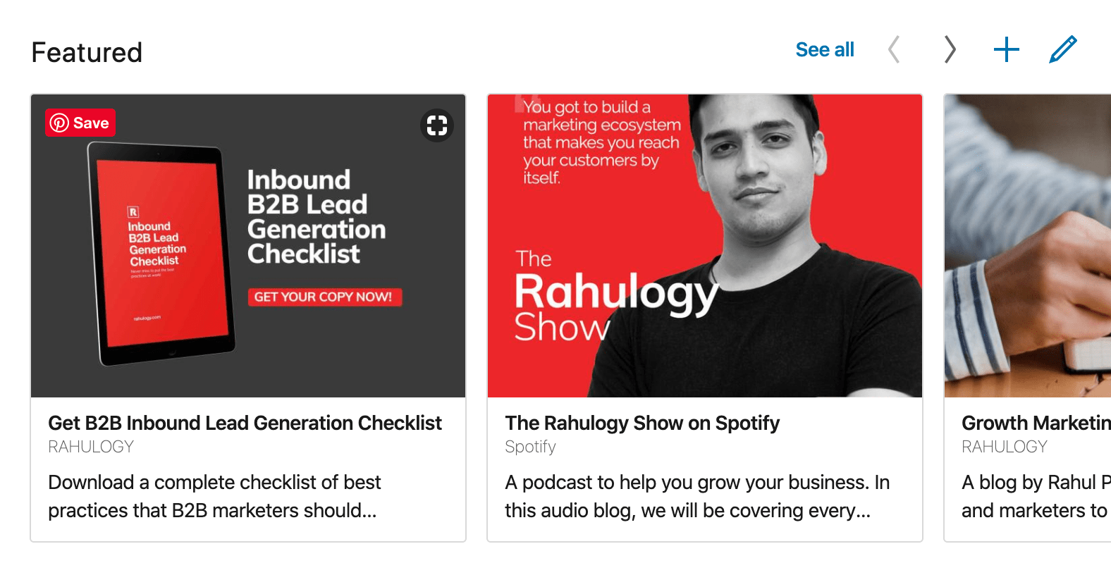 Featured section on LinkedIn
