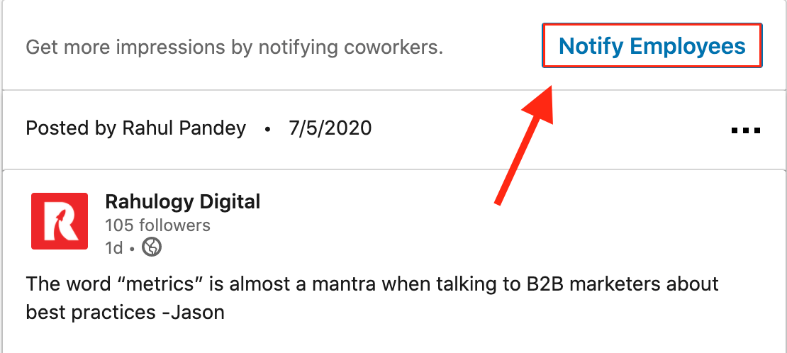 Notify-employees-LinkedIn-Marketing-Strategy
