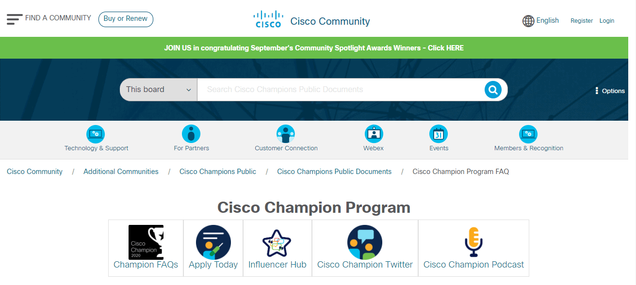 Cisco Champion program B2B Influencer Marketing Example