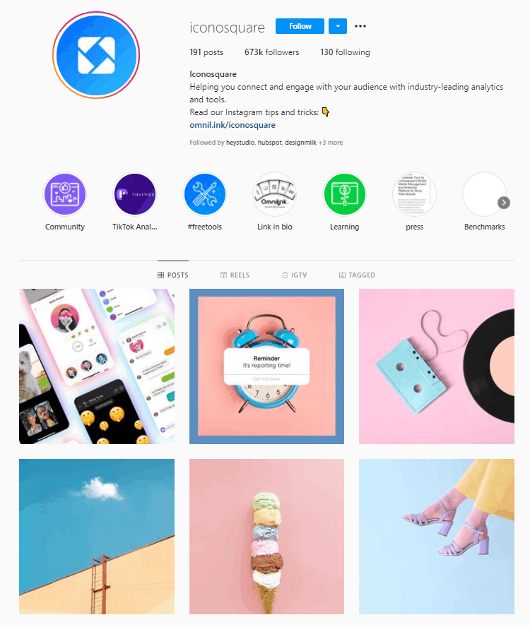 Iconosquare B2B Instagram Marketing Example