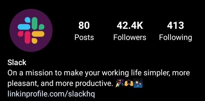 Slack on Instagram B2B brand